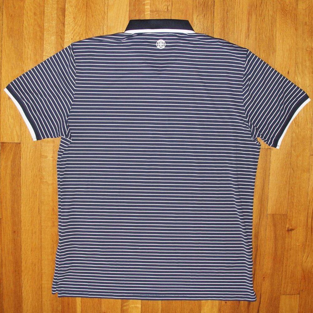 G/FORE Perforated Stripe Golf Polo Shirt Twilight Mens M L - Picture 5 of 5